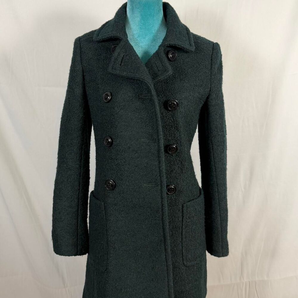 Streetwear DKNY Forest Green Wool Blend Pea Coat Women's - Picture 1 of 7